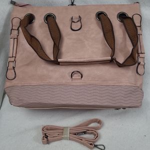 Large Faux Leather black Shoulder Bag with extra adjustable strap. New.